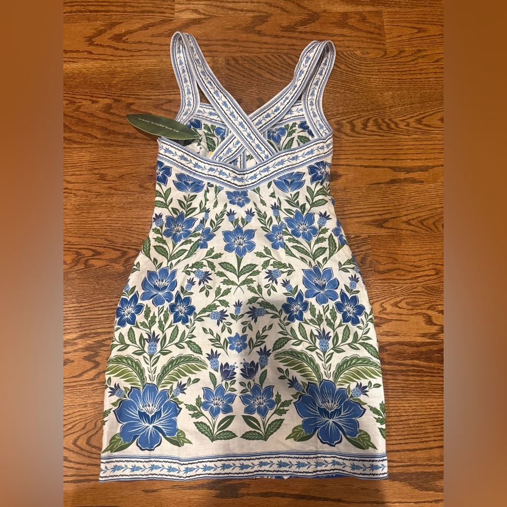 NWT FARM Rio Blue, Green and White Floral Mini Dress - Picture 4 of 6